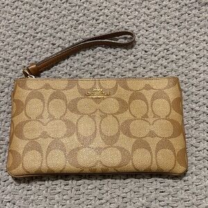 Coach Brown and Tan Wristlet